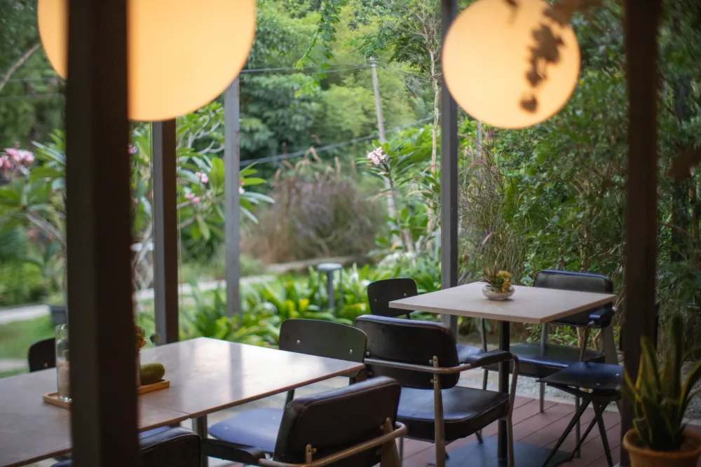 Evening lounge with warm lighting