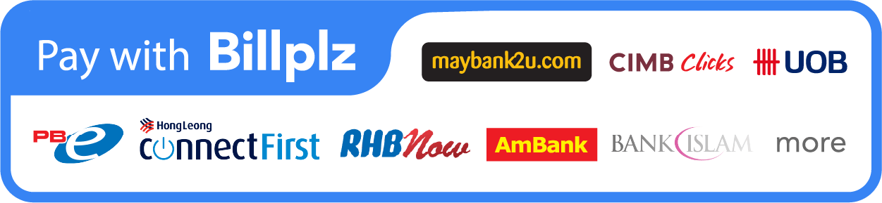Secure payment via Billplz — FPX online banking, Maybank2u, CIMB Clicks, and more